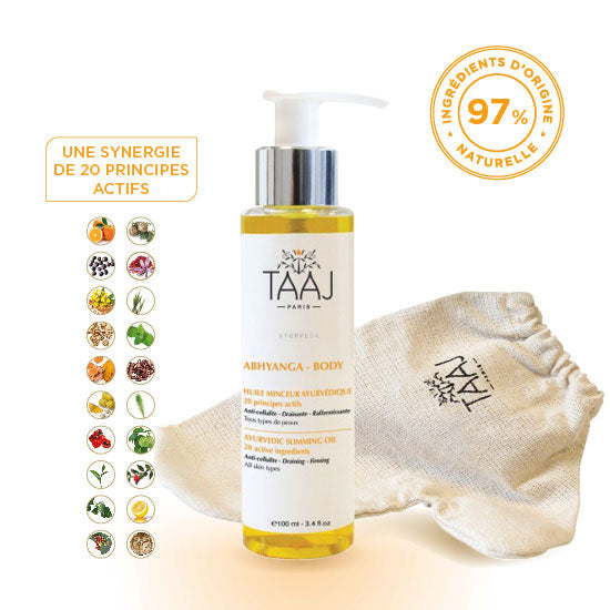 Kit minceur : Huile minceur et gant Garshan en soie brute